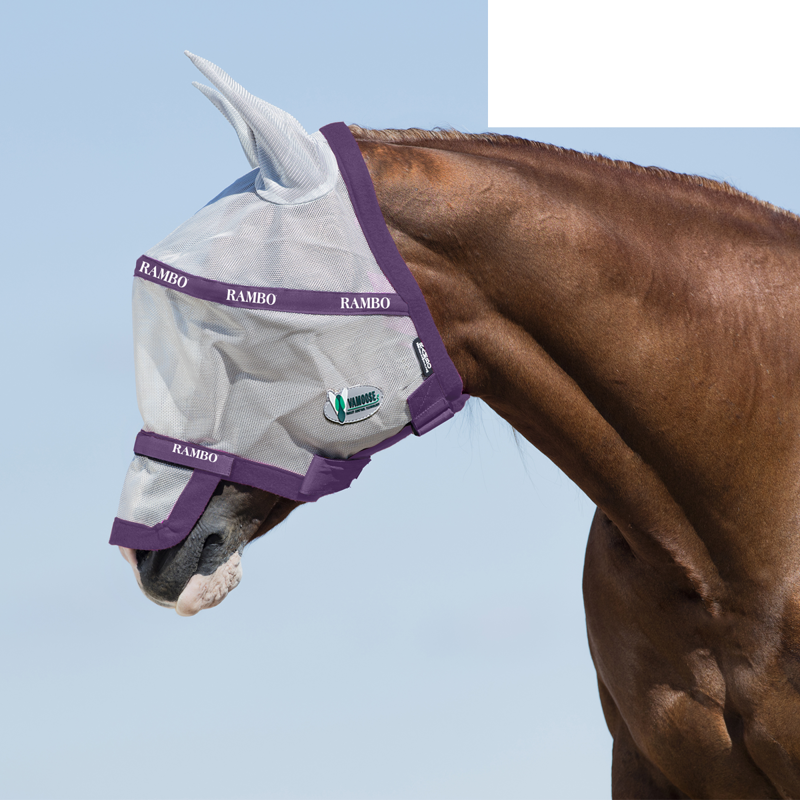 Horseware Rambo Plus Flymask Vamoose - Silver/Plum-1